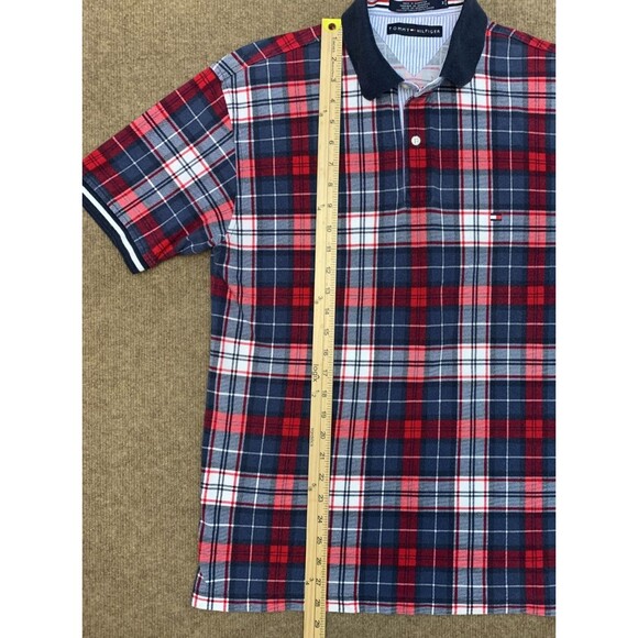 Vintage Tommy Hilfiger Shirt Mens M Plaid Short Sleeve Polo 90s Preppy Knit - Picture 3 of 6